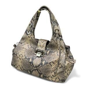 Jimmy Choo RARE Snake Python Printed Leather Shoulder Bag w Gold Hardware